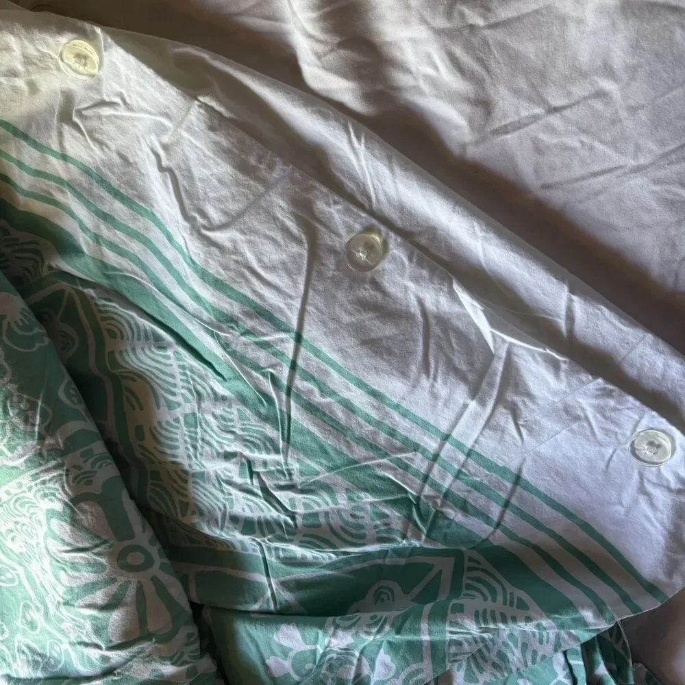 Pottery Barn Full-Queen Duvet Cover Teal w/ 1 Pillow Sham PBTeen Floral Filigree